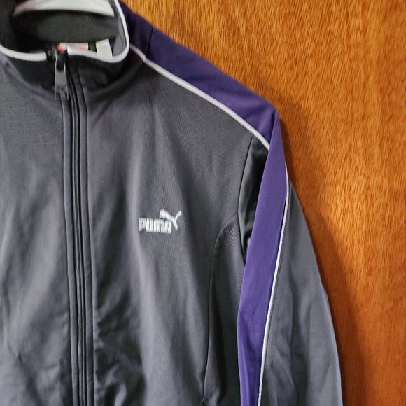 Women's Medium Puma Gray And Purple Full Zip Track Jacket - Picture 4 of 12